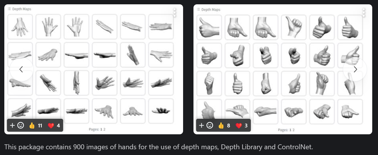900 Hands Library for Depth Library  ControlNet